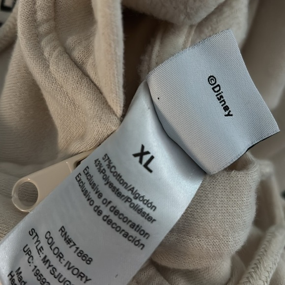 Women’s Mickey Mouse Full Zip Hoodie Sweatshirt, Ivory, XL - Picture 8 of 8